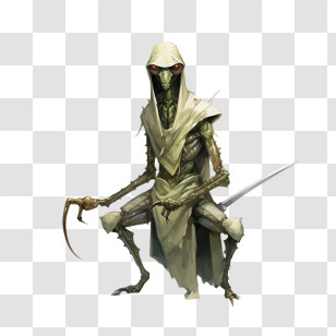 Mantis - Hooded Alien Creature With Weapon Transparent PNG