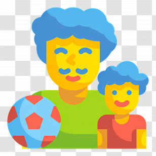 Father And Son - Father And Son With Soccer Ball Transparent PNG