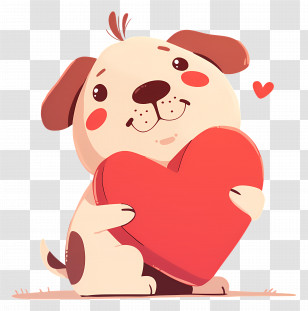 Dog Heart - Cartoon Dog Holding Heart Transparent PNG