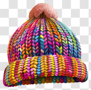 Knit Cap - Colorful Knitted Winter Hat Transparent PNG