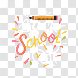 Back To School - School Text With Pencil Transparent PNG