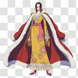Boa Hancock - Elegant Anime Woman In Yellow Gown And Red Cape Transparent PNG