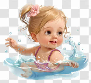 Swimming Suit - Cute Baby Playing In Water Transparent PNG