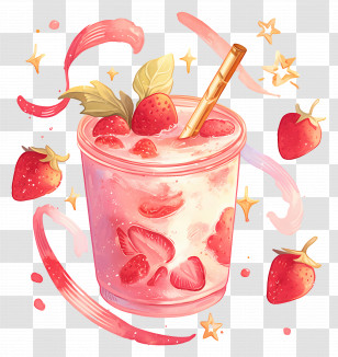 Strawberry Smoothie - Refreshing Strawberry Smoothie With Berries Transparent PNG