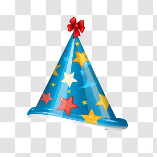 Birthday Hat - Blue Party Hat With Stars And Bow Transparent PNG