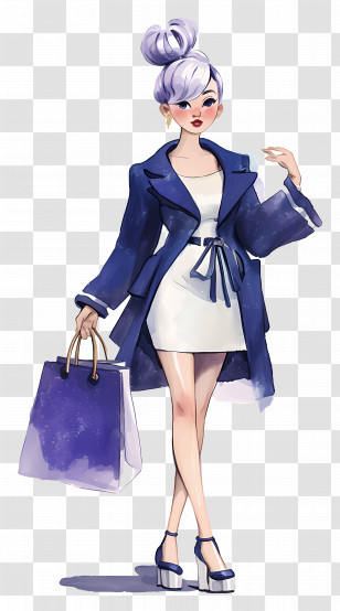 Girl With Shopping Bags - Stylish Woman Shopping Transparent PNG
