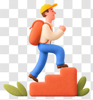 Man Climbing Career Steps - Hiker Climbing Steps Transparent PNG