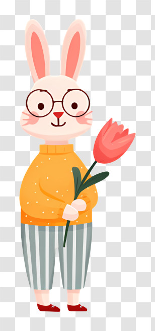 Rabbit With Tulip Transparent PNG