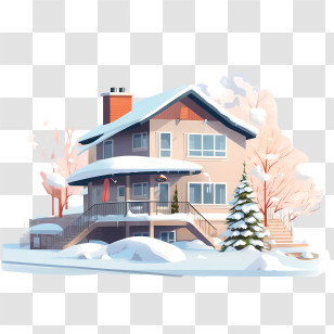 Winter House - Snow-Covered House In Winter Scene Transparent PNG