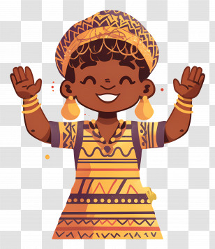 Africa Child Day - Cute Child In Traditional Clothing With Colorful Dress Transparent PNG