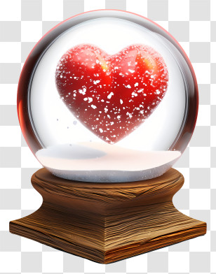 Valentine Snowglobe - Red Heart In Romantic Snow Globe Transparent PNG