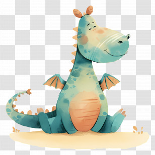 Watercolor Dragon - Cute Green Dragon Illustration Transparent PNG