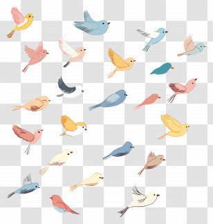 Bird Flock - Pastel Colored Birds In Flight Transparent PNG