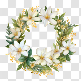 Jasmine Wreath - Beautiful Floral Wreath With White Flowers Transparent PNG