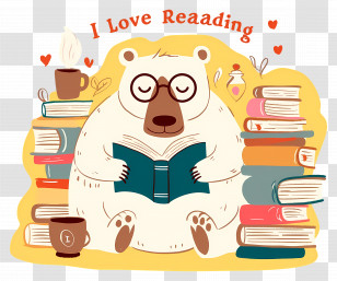 Cute Polar Bear - Adorable White Bear Reading A Book Transparent PNG