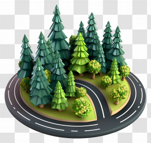 Road Forest - Miniature Pine Tree Forest With Road Transparent PNG