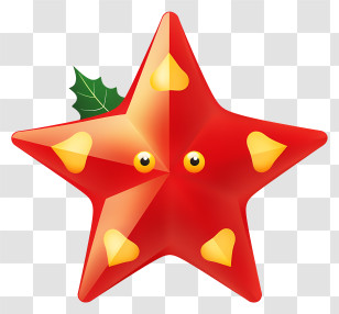 Red Starfish - Red Star With Eyes And Holly Transparent PNG