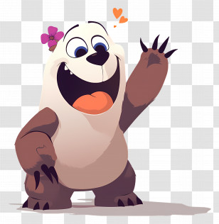 Cartoon Character - Waving Happy Bear Cartoon Illustration Transparent PNG