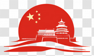 China National Day - Temple With Chinese Flag Transparent PNG