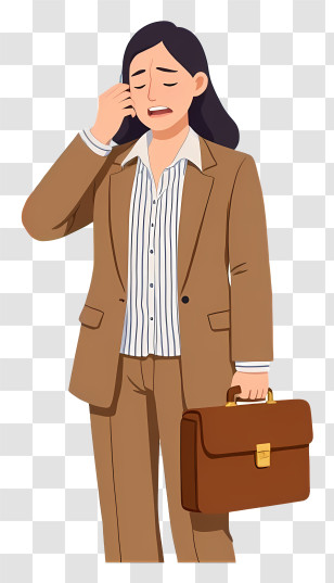 Tired Businesswoman Holding Briefcase - Tired Businesswoman With Briefcase Transparent PNG