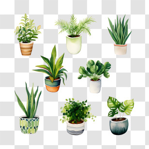 Houseplant Appreciation Day - Illustration Of Beautiful Potted Plants Transparent PNG