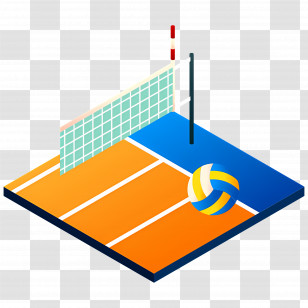 Sport Field - Volleyball Court With Net And Ball Transparent PNG