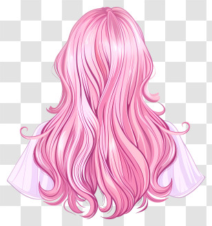Spring Girl Backshot - Long Wavy Pink Hair Transparent PNG