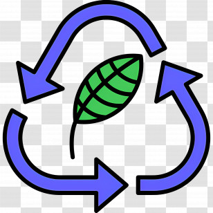 Sustainability - Recycling Symbol With Green Leaf Illustration Transparent PNG