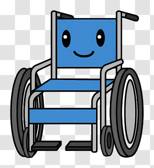 Cartoon - Smiling Blue Wheelchair Transparent PNG