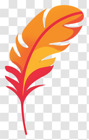 Feather - Orange And Red Decorative Feather Transparent PNG