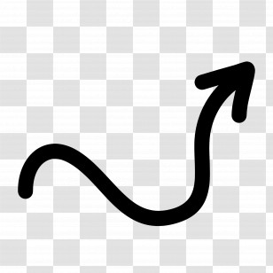 Doodle Arrow - Flowing Black Curved Arrow Symbol Transparent PNG