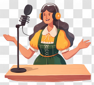 Podcasting - Woman Podcasting With Microphone Transparent PNG