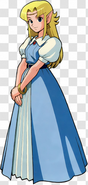 Princess Zelda - Charming Animated Character In Blue Dress Transparent PNG