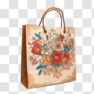 Eco Paper Bag - Colorful Floral Gift Bag Transparent PNG