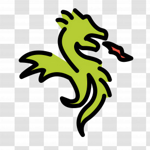 Dragon Emoji - Green Dragon Breathing Fire Transparent PNG