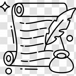 Letter Writing - Scroll And Quill Writing Illustration Transparent PNG