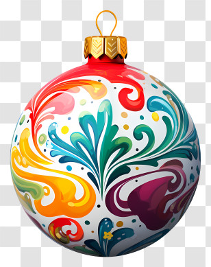 Colorful Ornament - Vibrant Christmas Bauble With Colorful Patterns Transparent PNG