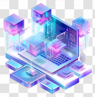 System Configuration - Futuristic Laptop And Digital Holograms Illustration Transparent PNG