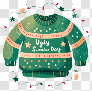 National Ugly Sweater Day - Festive Green Sweater For Ugly Sweater Day Transparent PNG