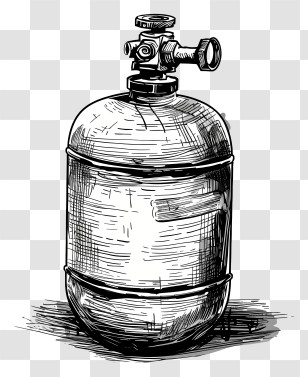Gas Cylinder - Sketch Of A Gas Cylinder Transparent PNG
