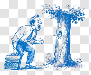 Tree Hole - Man Shouting At Tree Woodpecker Sketch Transparent PNG