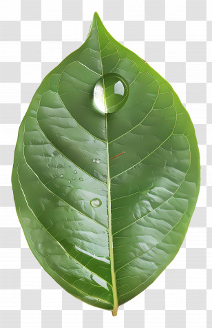 Waterdrop - Fresh Green Leaf With Water Droplet Transparent PNG