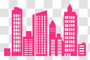 Pink City - Pink Cityscape Silhouette Transparent PNG