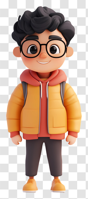 Cartoon Boy - Boy With Glasses And Jacket Transparent PNG
