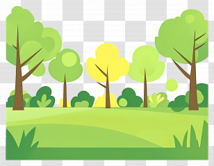 Forest Landscape - Cartoon Forest With Trees And Greenery Transparent PNG
