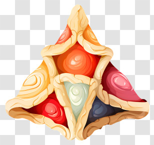 Watercolor Purim Hamantash - Colorful Pastry With Multiple Flavors Transparent PNG