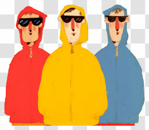 Men In Hoodies - Three People In Colorful Hoodies Transparent PNG