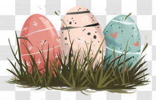 Easter Eggs - Decorated Easter Eggs In Grass Illustration Transparent PNG