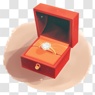 Diamond Ring - Diamond Ring In A Red Box Transparent PNG