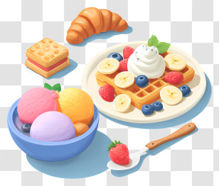 Breakfast - Waffles And Ice Cream Breakfast Transparent PNG
